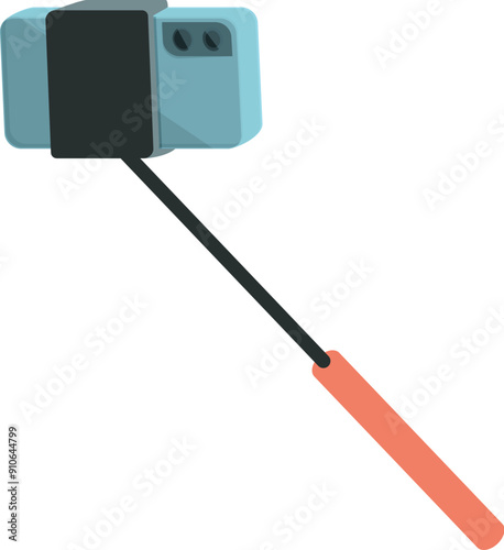 Smartphone is taking a picture using an extended selfie stick