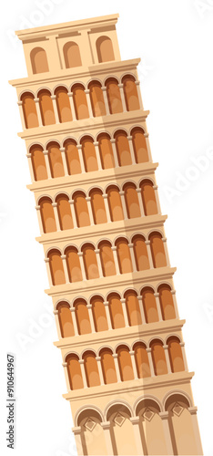 The leaning tower of pisa is leaning on a white background