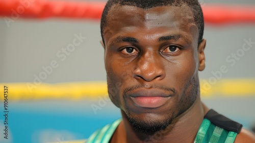 Focused Boxer Training for Paris Olympics at Gym in Paris photo