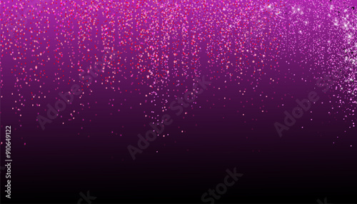 Pink rose gold glitter confetti holiday lights wedding background. Pink gold sparkle dots glitter festoons hanging invitation card border.