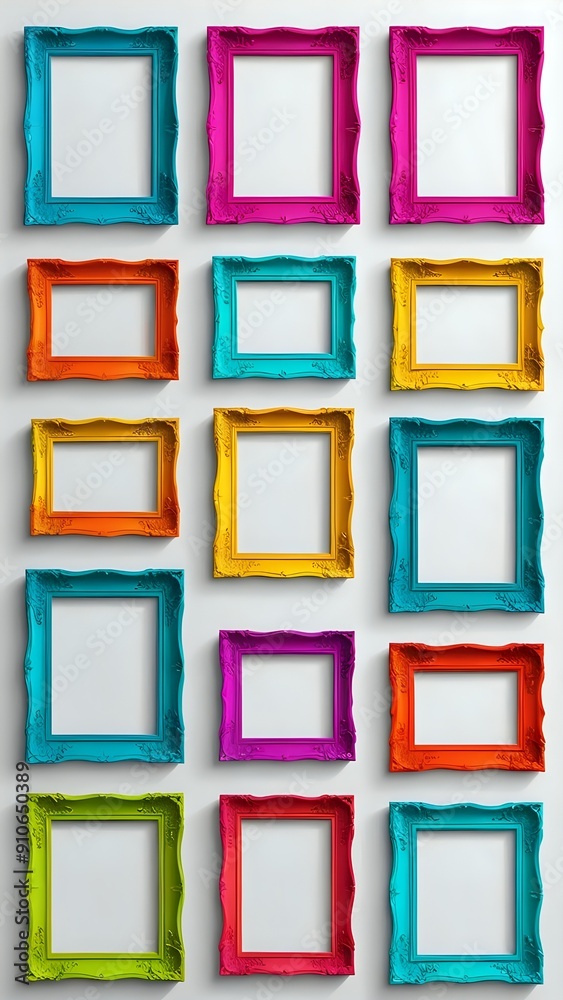 Colorful empty picture frames on a white background. Colorful empty picture frames on a white background.