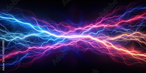 Vivid electric currents swirling on dark background , abstract, artistic, display, dynamic, fusion, colors, energy, vibrant