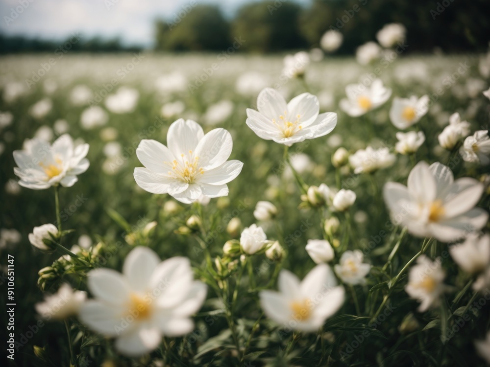 White flowers blooming in the field in spring White flowers blooming in the field in spring