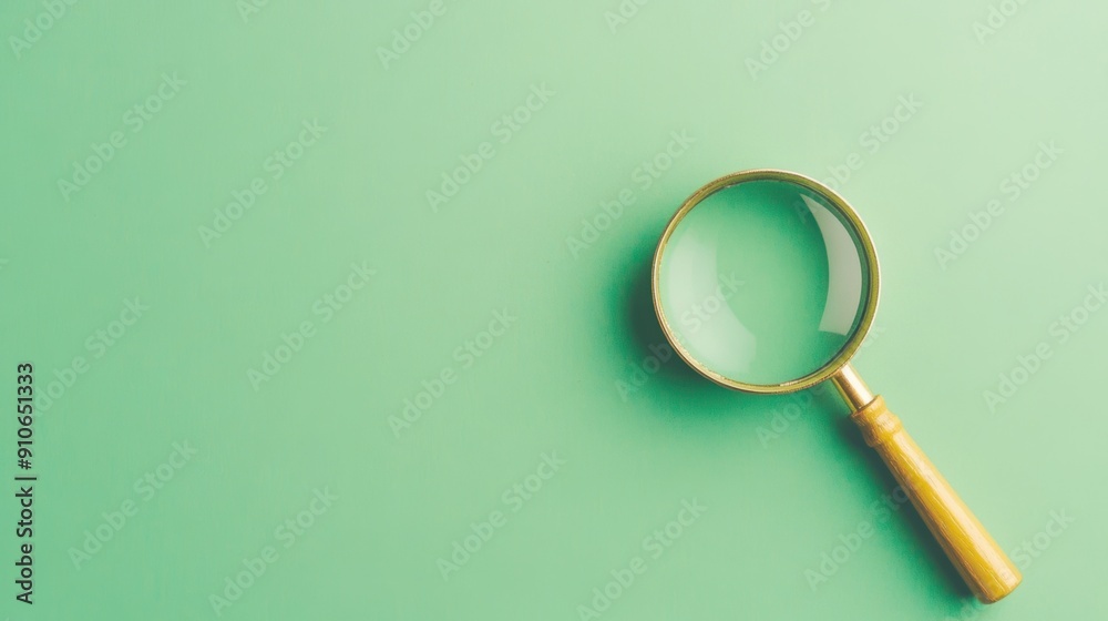 A magnifying glass rests on a green surface, inviting closer examination of objects and details. A magnifying glass rests on a green surface, inviting closer examination of objects and details.