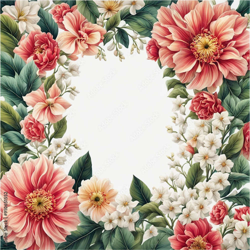 Fototapeta premium Flower frame or border design with new style 