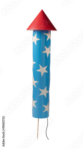 Set of bright firework rockets isolated on white