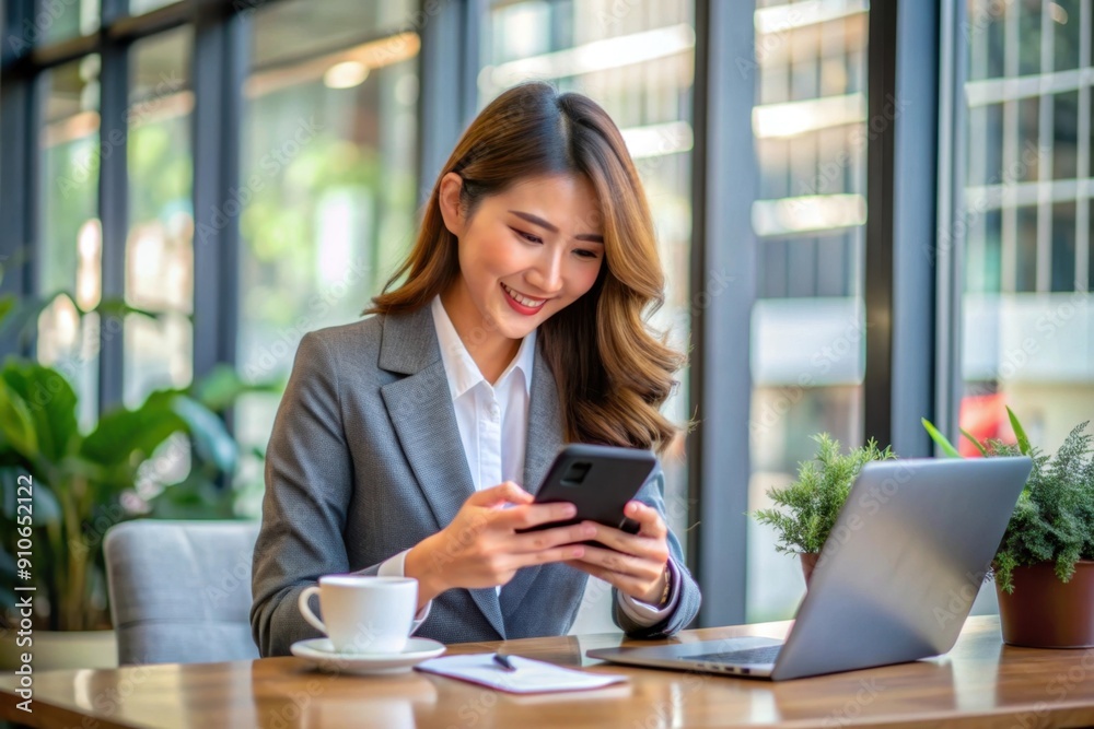 A business woman using smartphone for wprkong A business woman using smartphone for wprkong