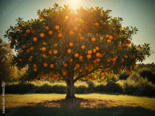wild orange tree in sunshine