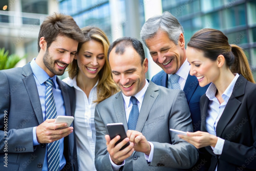 Group of people using a smartphone to work, business Group of people using a smartphone to work, business