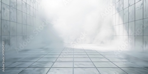 fog in a room with white tiles