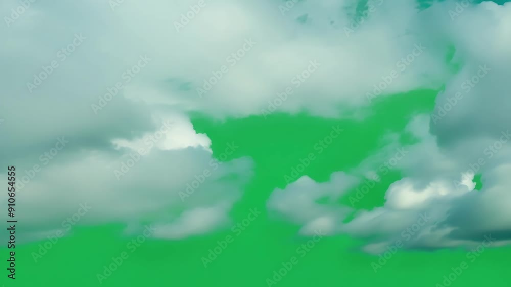 A seamless blend of heaven and earth as soft layers of cloud banks elegantly drift past. Green screen chromakey