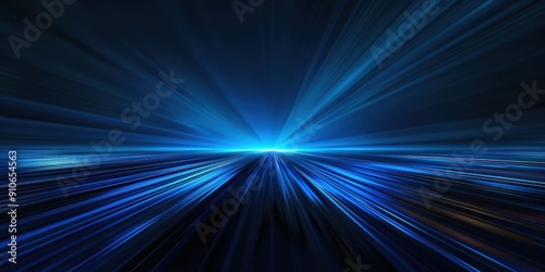 Blue ray light, pure black background, with a sense of technology
