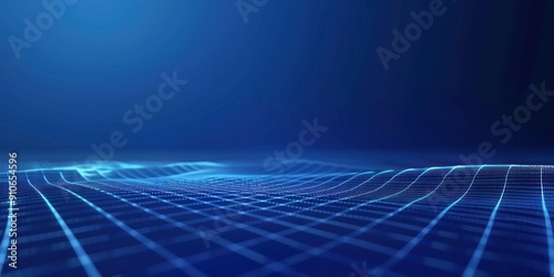 abstract mesh grid on the lower third of a dark blue gradient background, futuristic, ultra minimalism