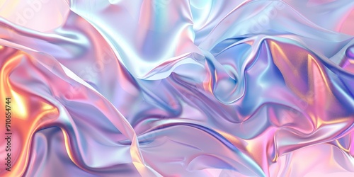 Abstract 3d fluid background, minimalistic holographic gradient shape, pastel colors, 4K,