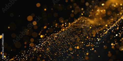 Geometric Gold Particles on a Black Backdrop - Abstract gold particles arranged in a minimalist geometric pattern on a black background