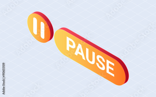 Isometric pause isolated on white background