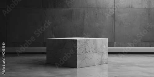 A modern 3D render of a concrete cube background with a polished finish and clean lines, offering a refined and architectural feel.