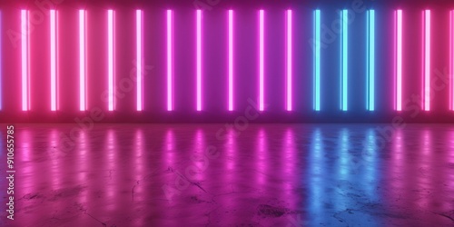 A modern 3D render background with bright neon light strips arranged in a grid pattern, offering a bold and contemporary visual effect.