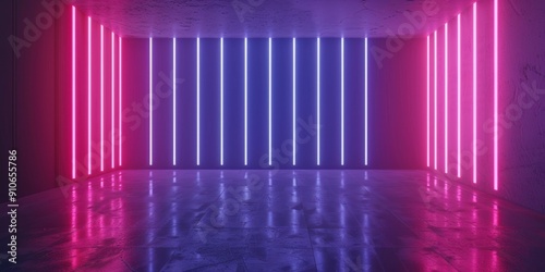 A modern 3D render background with bright neon light strips arranged in a grid pattern, offering a bold and contemporary visual effect.