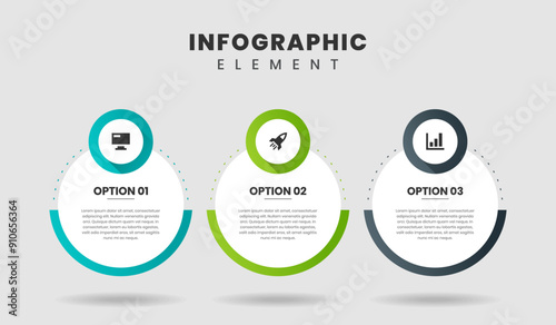 Vector Graphic of Infographic Element Design Templates with Icons and 3 Options or Steps. Suitable for Process Diagram, Presentations, Workflow Layout, Banner, Flow Chart, Infographic.