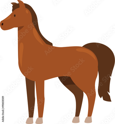 Brown horse standing still, showcasing its muscular build and elegant posture