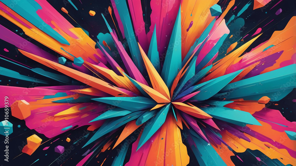 Chromatic Burst: A Fusion of Geometric Shapes and Fluid Lines Chromatic Burst: A Fusion of Geometric Shapes and Fluid Lines