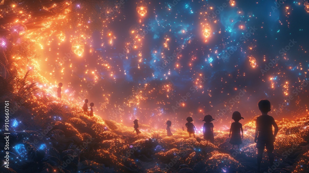 Children Gazing at a Mystical Sky Children Gazing at a Mystical Sky