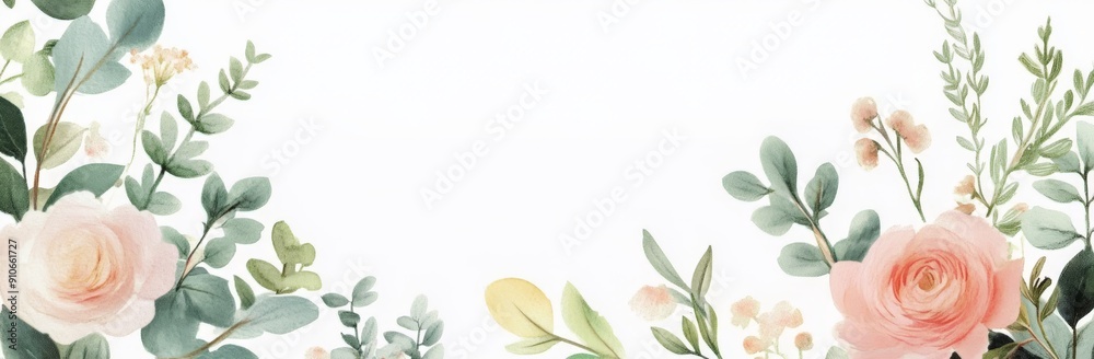 Fototapeta premium whimsical floral frame spring decor