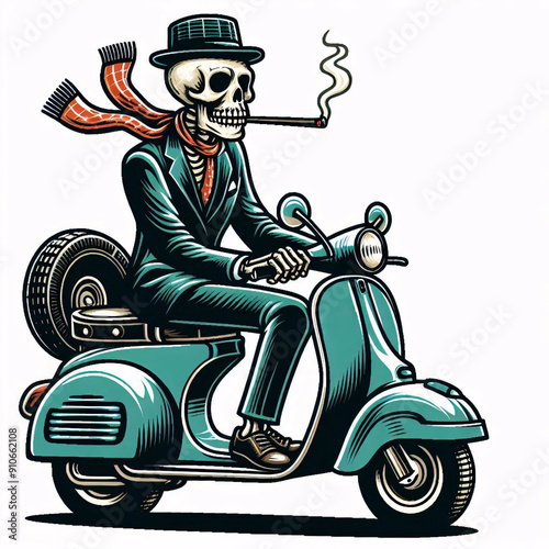 Skeleton on a Scoot A Halloween Ride