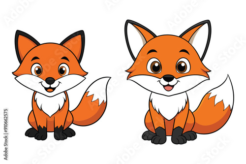 cute fox vector icon line art work with illustration.
