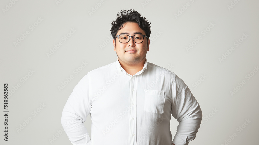 Obraz premium ぽっちゃりとした体型のアジア人男性