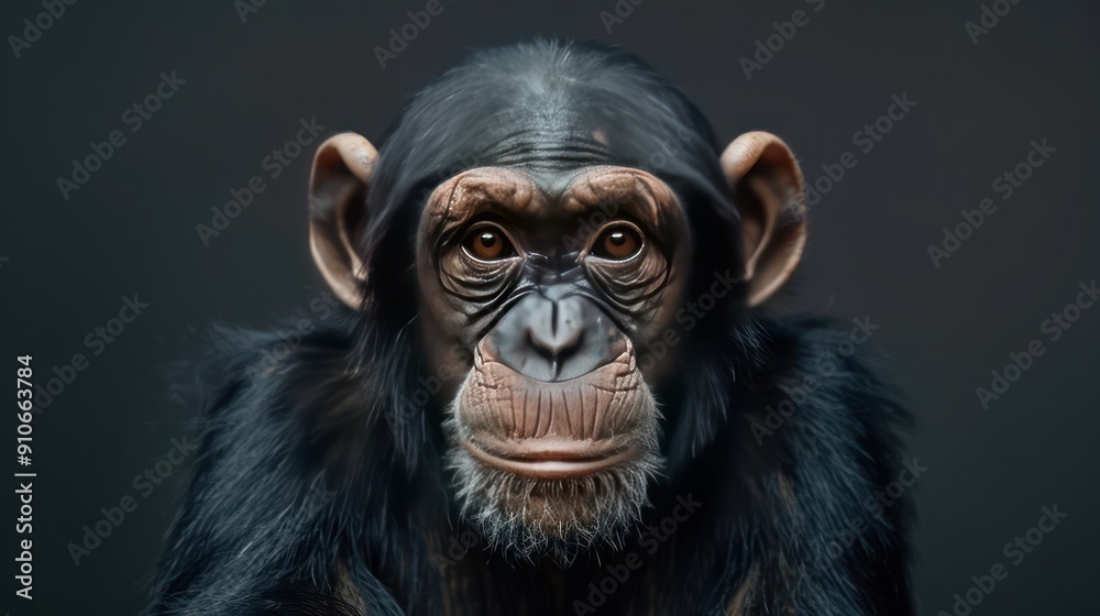 A close-up of a monkey's face with detailed expression and coloring A close-up of a monkey's face with detailed expression and coloring