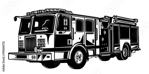 Fire Truck | 911 Emergency | First Responder | Fire Department | Fire Officer | Fire Station | Firefighter | Firefighter Dad | Original Illustration | Vector and Clipart | Cutfile and Stencil