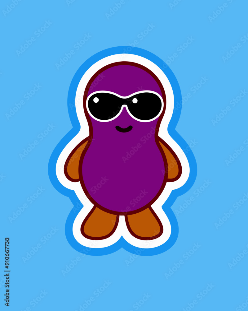 Fototapeta premium Cool Beans Silhouette Sticker Vector Illustration