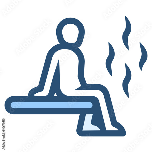 person relaxing while rest in sauna icon