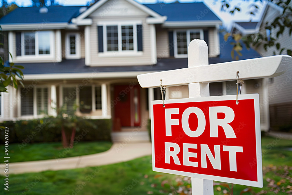 House for rent sign, real estate concept, residential home for sale, new property House for rent sign, real estate concept, residential home for sale, new property