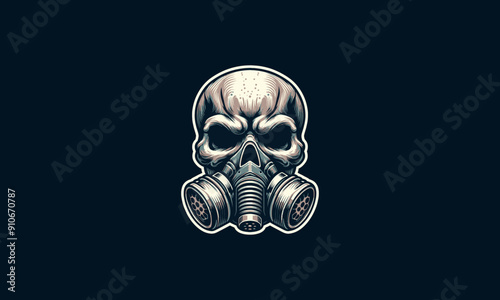 head skull angry wearing respirator vector artwork design