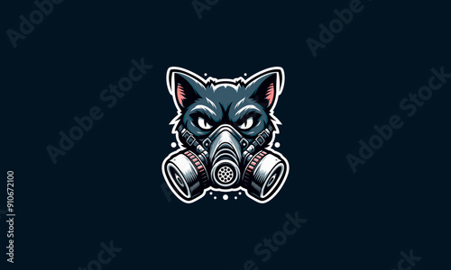 head cat angry wearing respirator vector artwork design photo