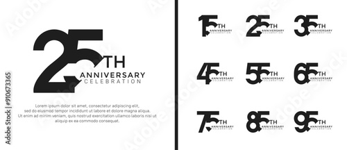 anniversary logo style set with black color can be use for celebration moment photo