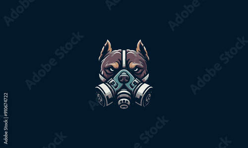 pitbull wearing respirator vector illustration flat design