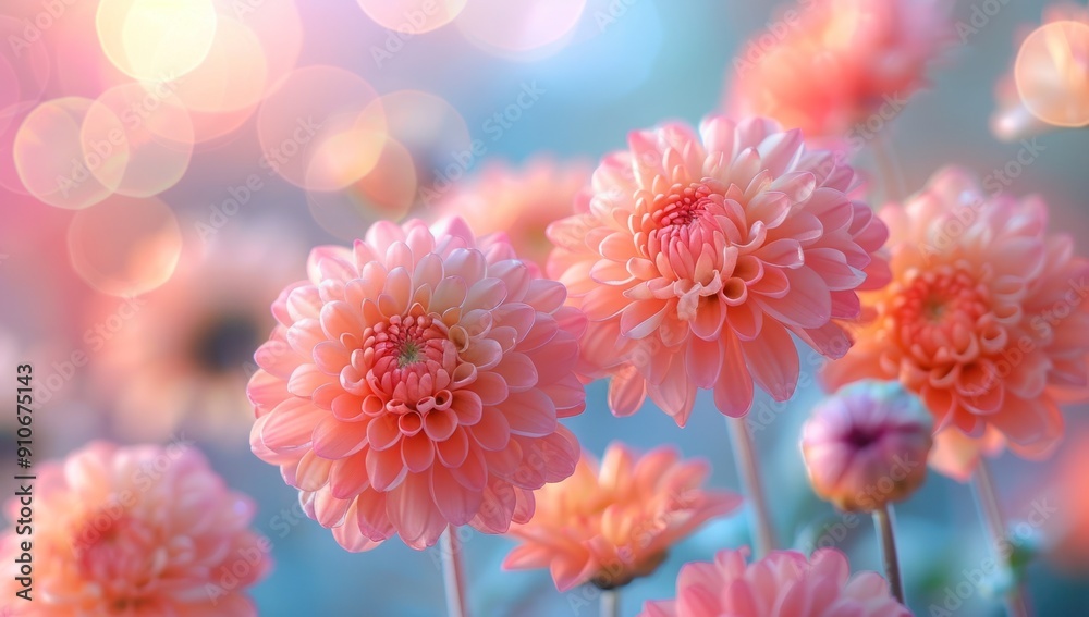 Delicate Pink Dahlias with Bokeh Background Delicate Pink Dahlias with Bokeh Background