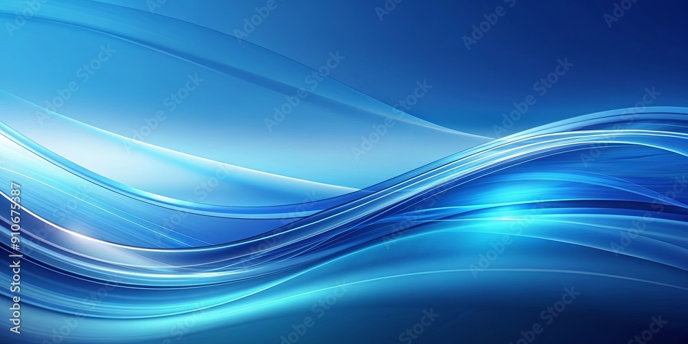 Naklejka premium Abstract blue background with smooth lines and a gradient, blue, abstract, background, lines, gradient, design, texture