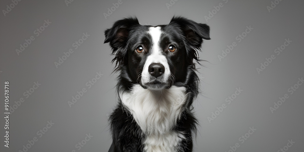 Border Collie Dog Gazing in Snowy Weather Border Collie Dog Gazing in Snowy Weather
