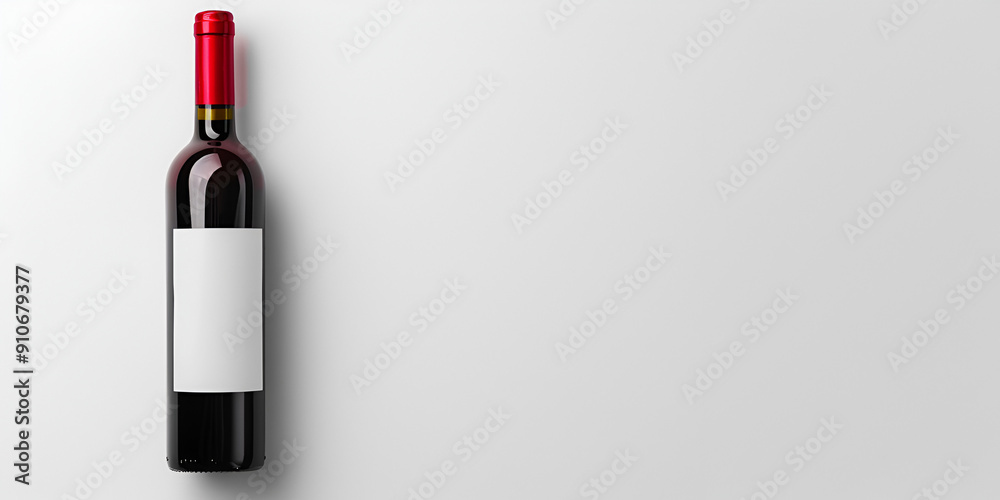Red Wine Bottle with Blank Label on Minimalist Grey Background Red Wine Bottle with Blank Label on Minimalist Grey Background