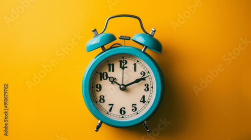 Vintage Alarm Clock on Orange Background