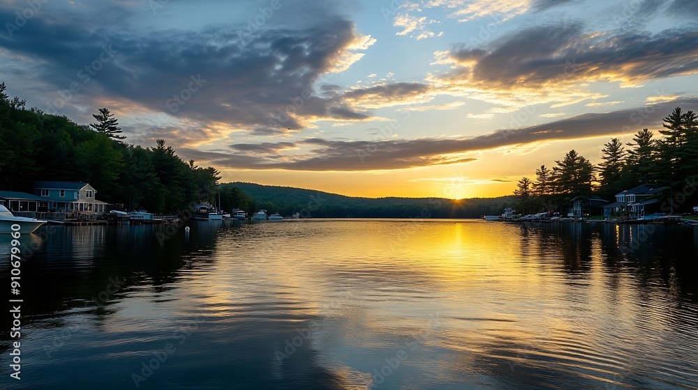 New Hampshire Silver Lake Sunset : Generative AI New Hampshire Silver Lake Sunset : Generative AI