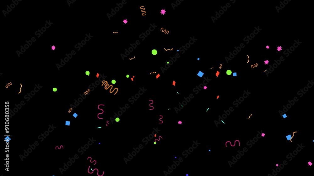 2d Colorful party confetti particles animation motion graphic with alpha background