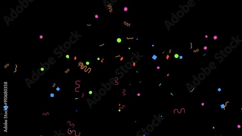 2d Colorful party confetti particles animation motion graphic with alpha background