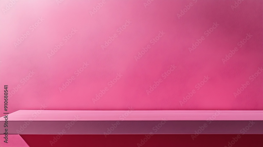 Empty table on bright pink wall background Composition with abstract pink reflections and shadows Mock up for presentation branding products cosmetics food or jewelry : Generative AI Empty table on bright pink wall background Composition with abstract pink reflections and shadows Mock up for presentation branding products cosmetics food or jewelry : Generative AI