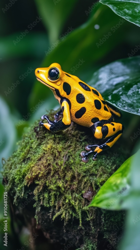 Obraz premium Yellow and black poison dart frog on